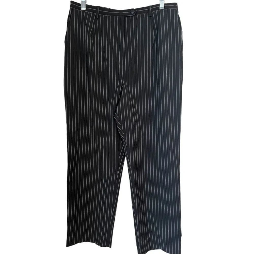 NWT Sag Harbor Pin Striped Black high waist High Rise pants Trousers sz 16P